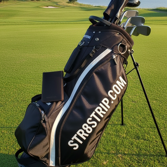 golf scorecard booklet on golf bag